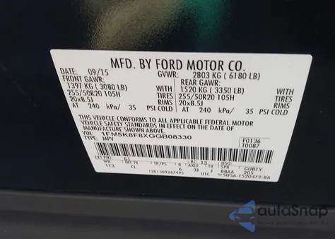 2016 Ford Explorer Limited from USA, damaged, VIN 1FM5K8F8XGGB08330